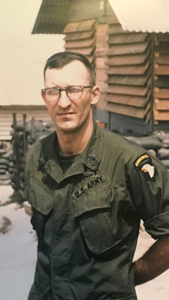 SMG (Retired) Lloyd J Rahlf, then MSG Rahlf in Camp Evans Feb 70 w/101st ABN